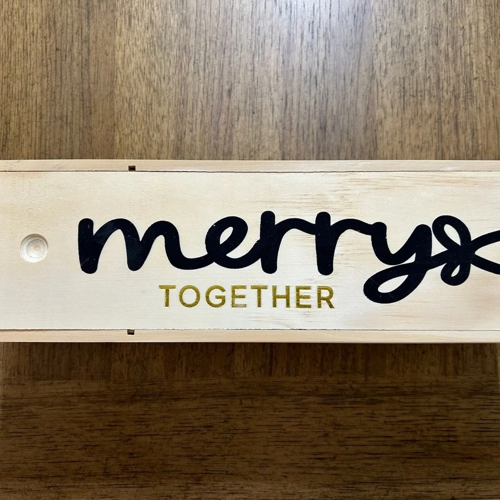 Merry Together Wooden Wine Gift Box- Black and Gold